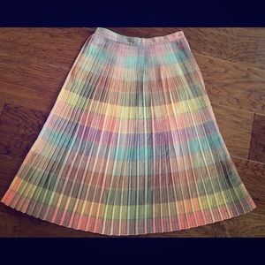 Vintage Rainbow Pastel Pleated Midi Skirt 4 6